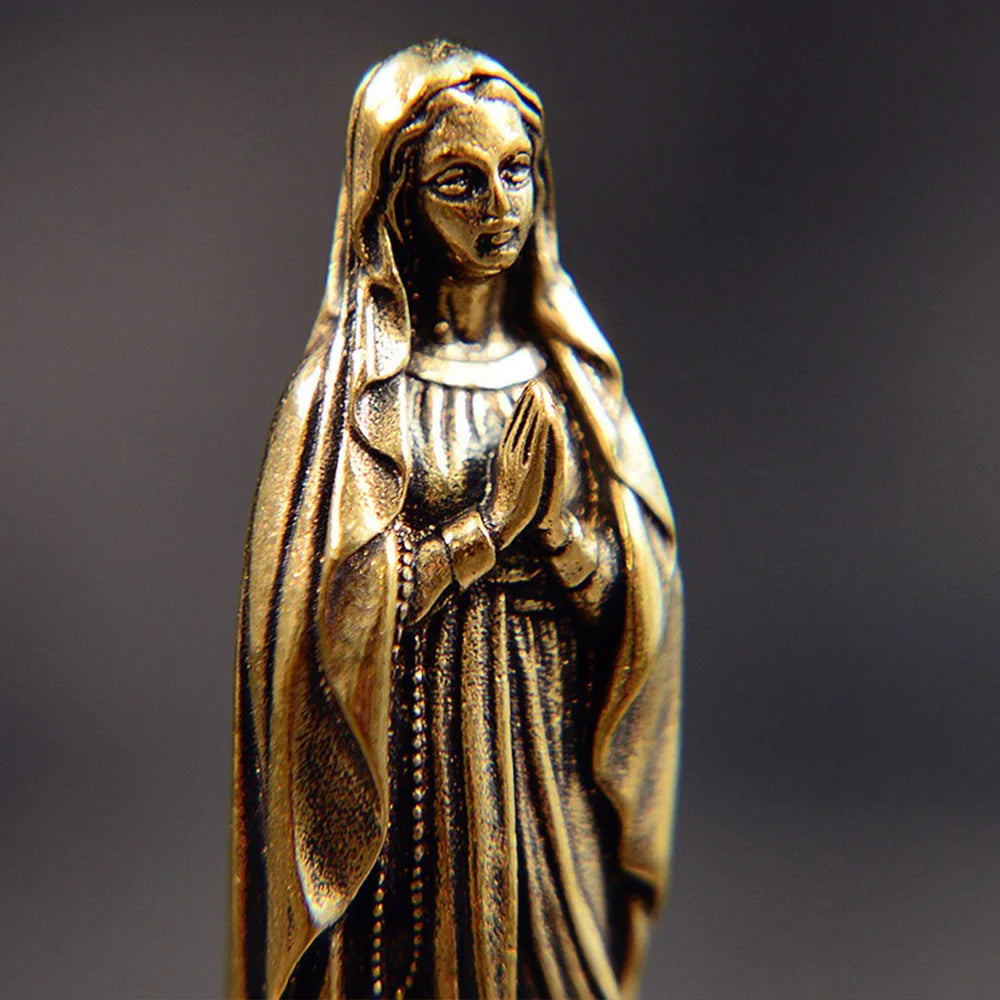 Brass Virgin Mary Figurine — Vintage Religious Collectible
