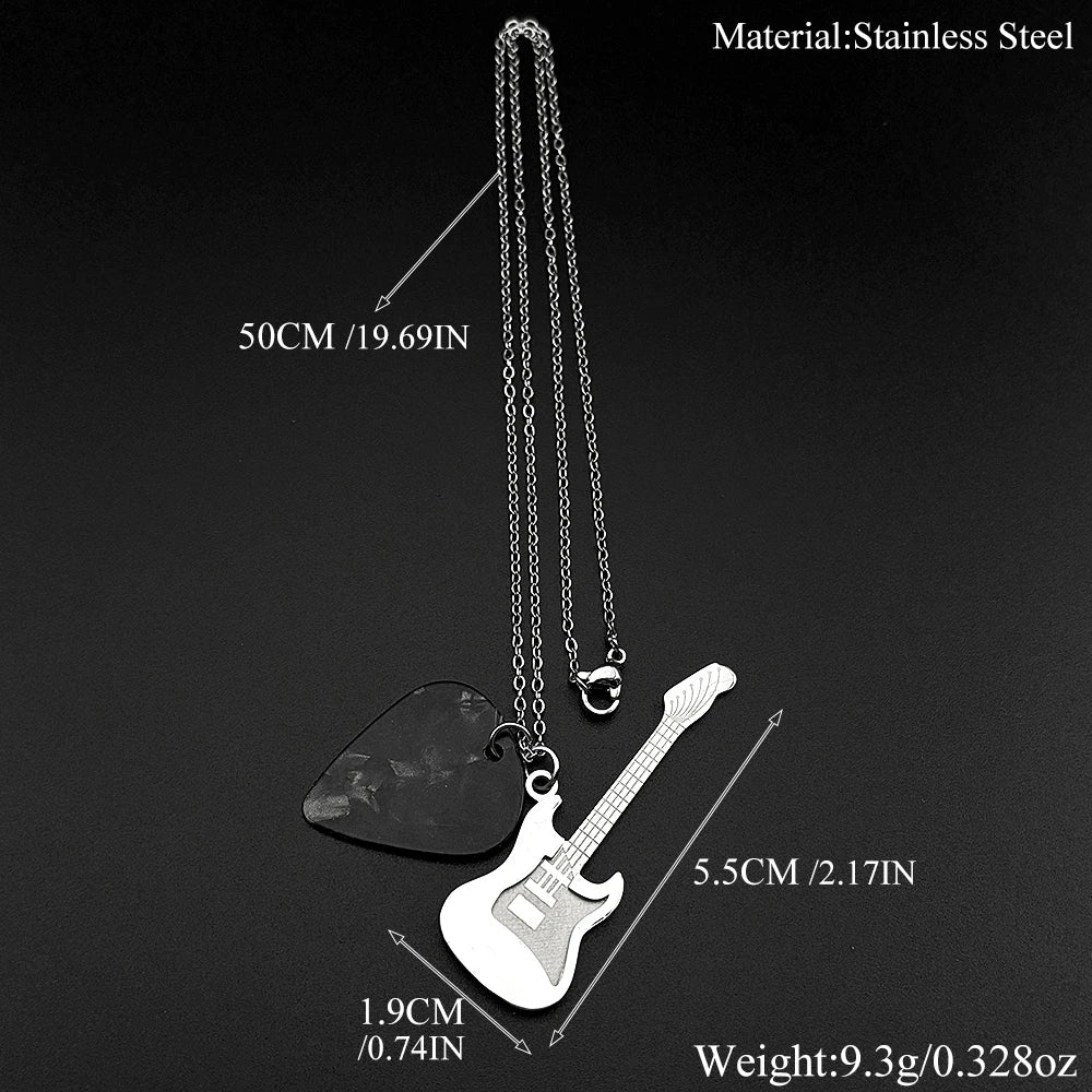 Guitar Pick Necklace — Stainless Steel Music Lover Pendant