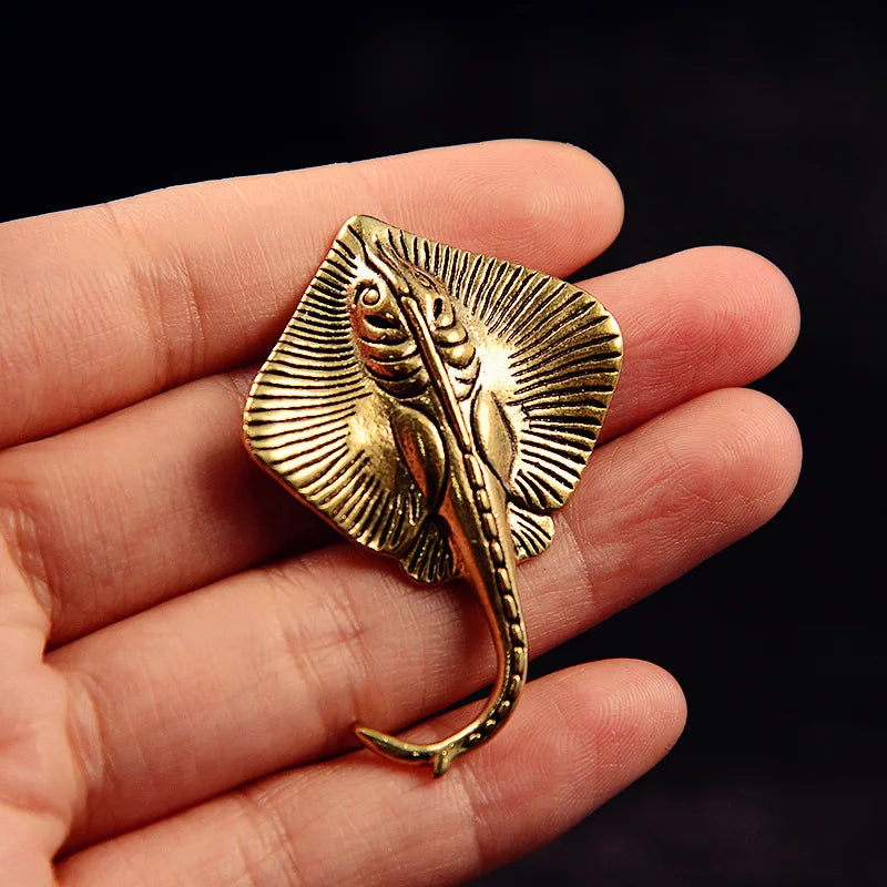 Brass Devil Fish Figurine — Vintage Marine Sculpture & Tea Pet Decor