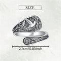 Sunflower & Hummingbird Spoon Ring — Vintage Bohemian Antique Silver Jewelry