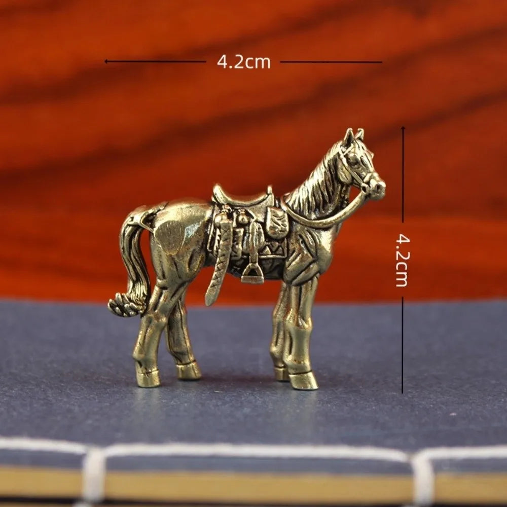 Brass Horse Figurine — Handmade Bronze Miniature Collectible Home Decor