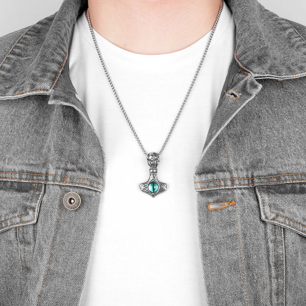 Evil Eye Skull Necklace — Gothic Punk Stainless Steel Pendant