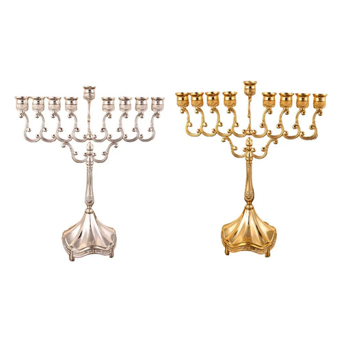 9-Branch Menorah Candle Holder — Tabletop Holiday Decor