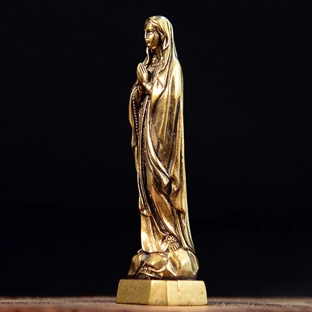 Brass Virgin Mary Figurine — Vintage Religious Collectible
