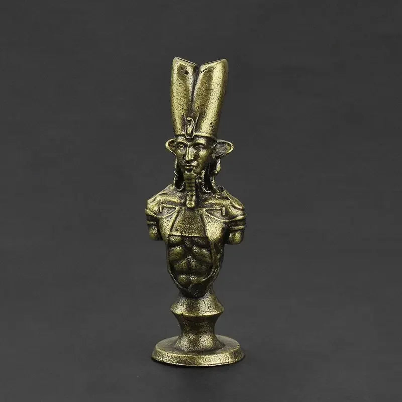 Brass Mini Figurine Creative Chess Miniatures Ancient Egypt King Queen Knight Rook and Pawn Character Sculpture Decoration Craft