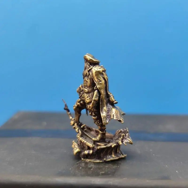 Brass Pirate Figurine — Vintage Miniature Desk & Shelf Decor