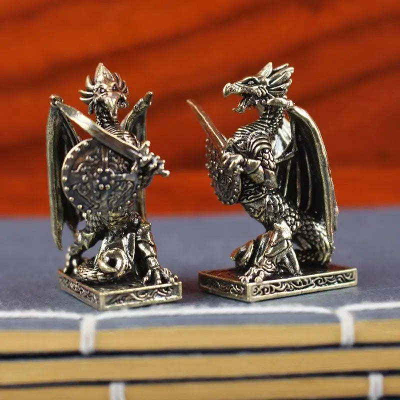 Brass Griffin Statue — European Mythology Dragon Warrior Desktop Decor
