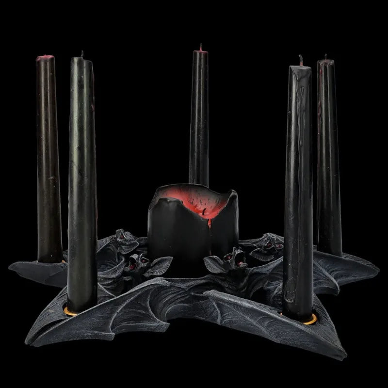 Halloween Decoration Gothic Bat Candle Stand Home Decor Resin Candle Holder Ornament Craft Gifts
