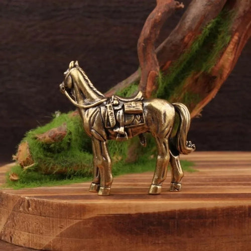 Brass Horse Figurine — Bronze Miniature Collectible Home Decor