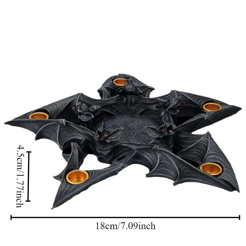 Halloween Decoration Gothic Bat Candle Stand Home Decor Resin Candle Holder Ornament Craft Gifts