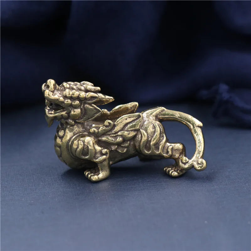 2pcs/Pair Copper Chinese Mythological Animals Home Decoration Dragon head Oxtail Horseshoe Moose Deer Body Brass Decor Ornaments