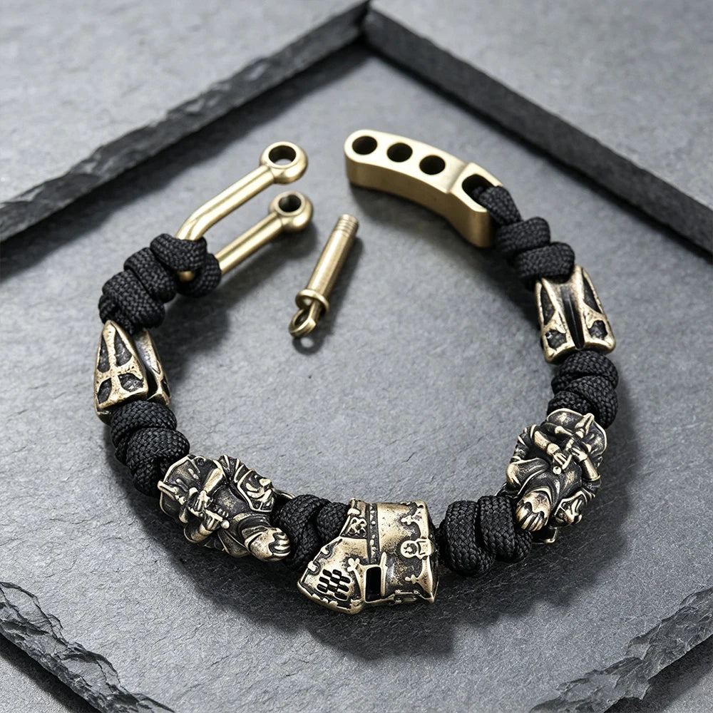 Templar Knight Paracord Bracelet — Woven Adjustable Medieval Talisman